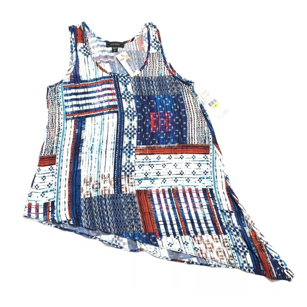 Karen Kane Patchwork Asymmetric Hem Tank Tunic Top